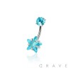 DOUBLE PRONG SET STAR CZ 316L SURGICAL STEEL NAVEL RING